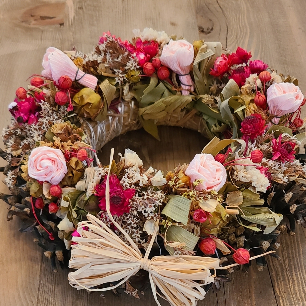 Beautiful handmade dried flower wreath